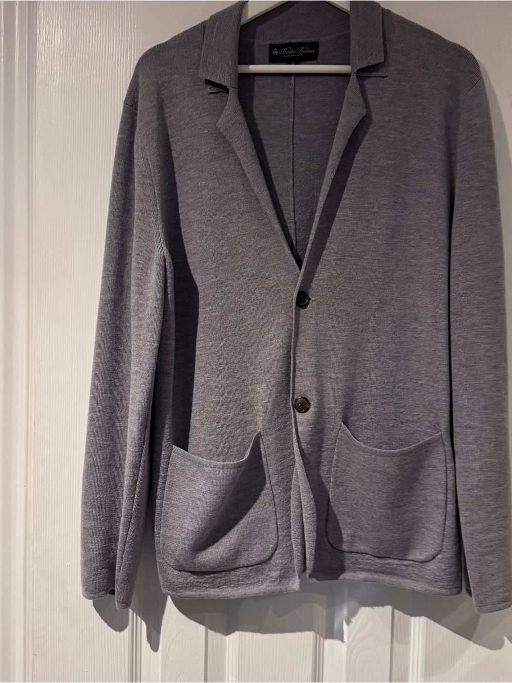 Brooks Brothers Gray Knit Cardigan with Navy Label
